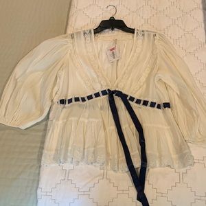 Free People boho cotton and lace top